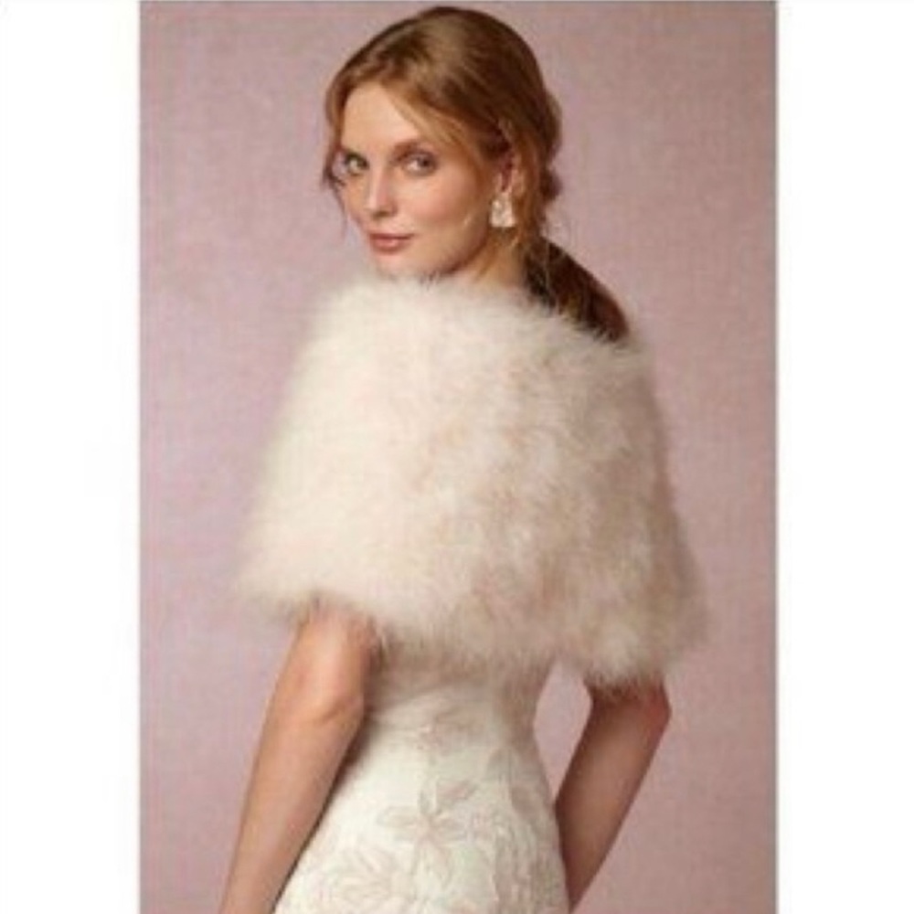 Anthropologie Blush Feathered Capelet